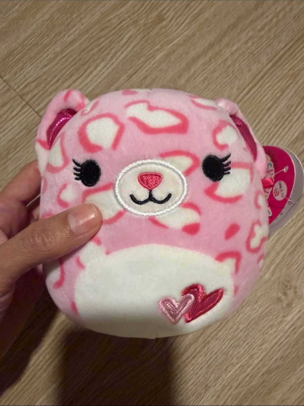 Squishmallows Pink/White Leopard Heart Bear Plush 5in